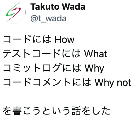 有名な t-wada さんのツイート